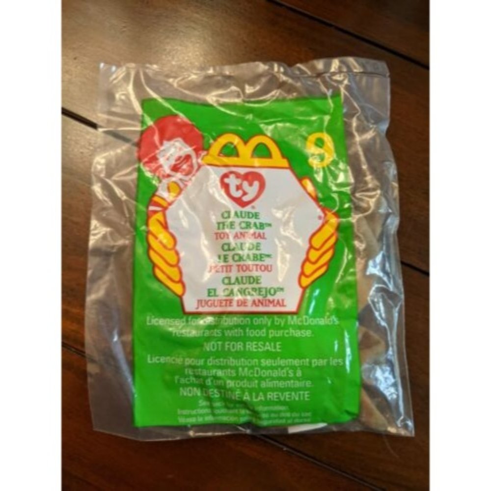 McDonald's Happy Meal Vintage 1999 Claude The Crab Beanie Baby* Sealed*
